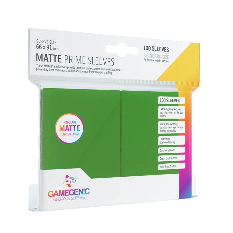 Gamegenic Matte Prime Kartenhüllen (100) Grün - Reflexionsfreie Premium Sleeves in Standardgröße