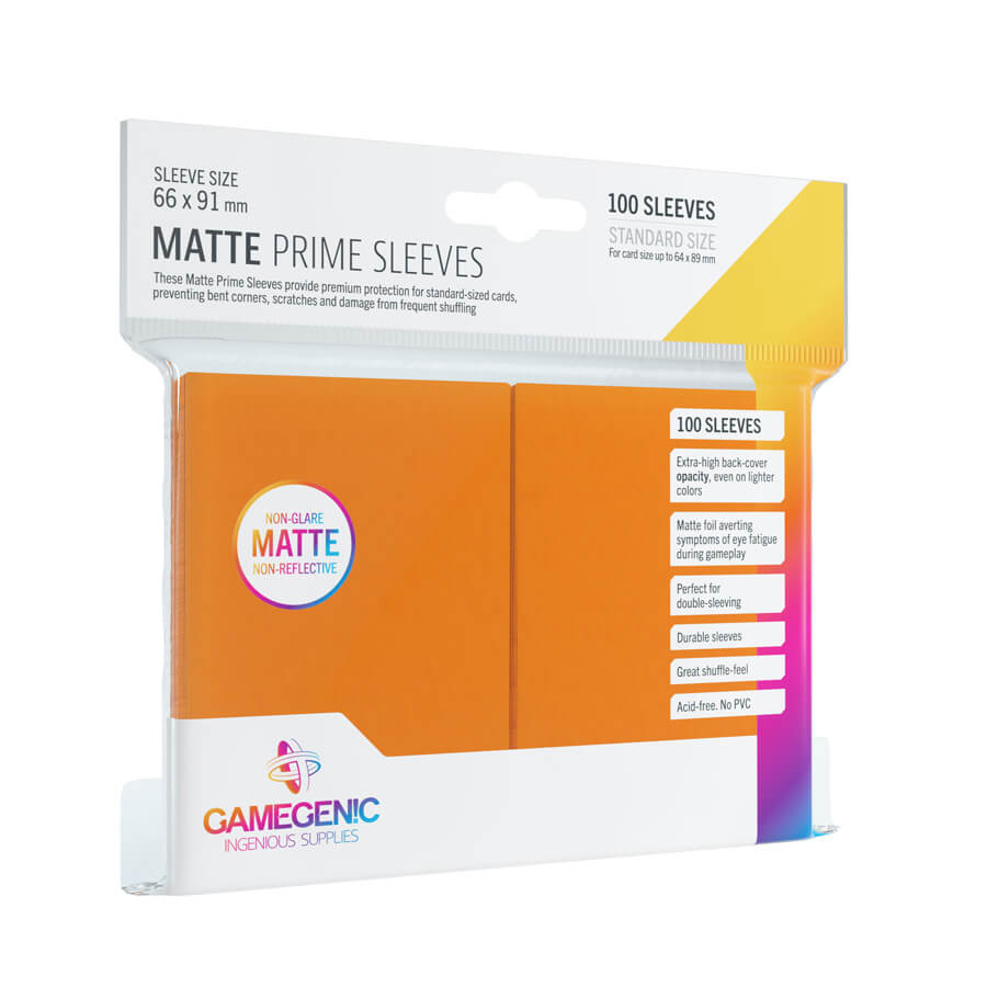 Gamegenic Matte Prime Kartenhüllen (100) Orange - Reflexionsfreie Premium Sleeves in Standardgröße