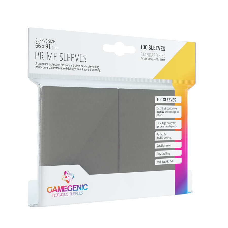 Gamegenic Prime Kartenhüllen (100) Grau - Glänzende Premium Sleeves in Standardgröße