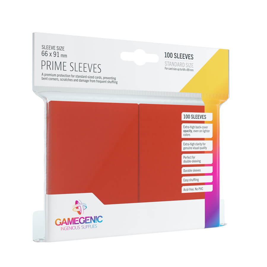 Gamegenic Prime Kartenhüllen (100) Rot - Glänzende Premium Sleeves in Standardgröße