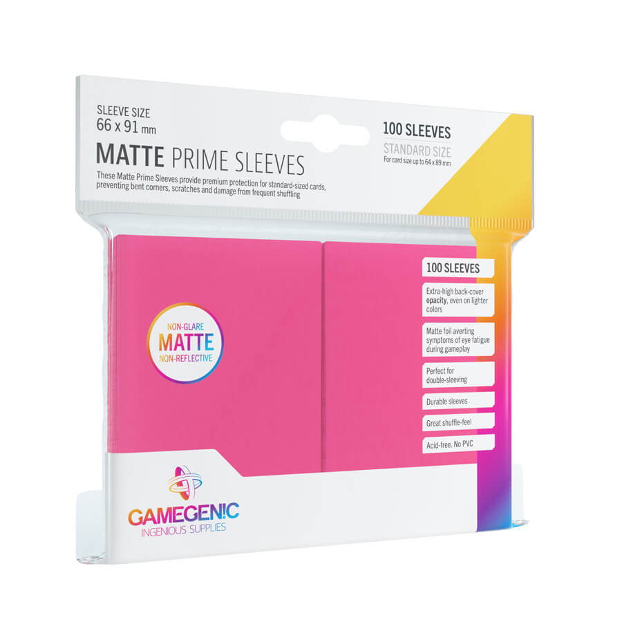 Gamegenic Matte Prime Kartenhüllen (100) Pink - Reflexionsfreie Premium Sleeves in Standardgröße