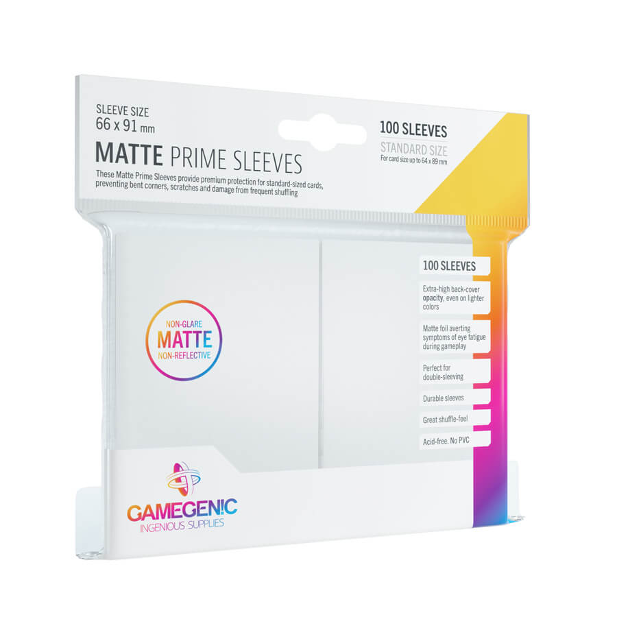 Gamegenic Matte Prime Kartenhüllen (100) Weiß - Reflexionsfreie Premium Sleeves in Standardgröße