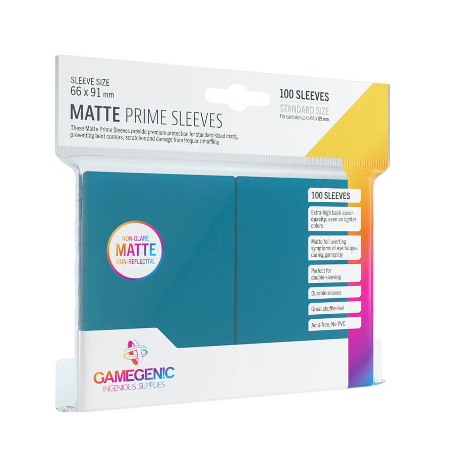 Gamegenic Matte Prime Kartenhüllen (100) Blau - Reflexionsfreie Premium Sleeves in Standardgröße