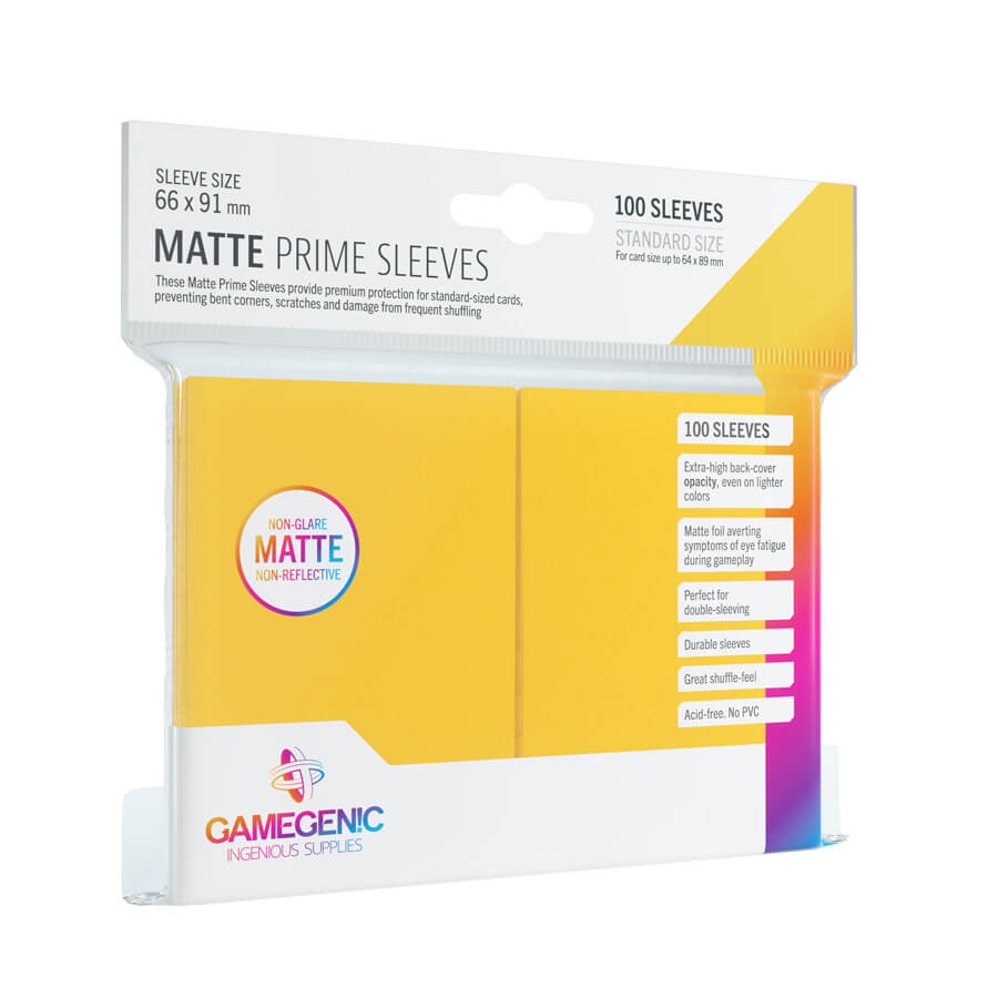 Gamegenic Matte Prime Kartenhüllen (100) Gelb - Reflexionsfreie Premium Sleeves in Standardgröße