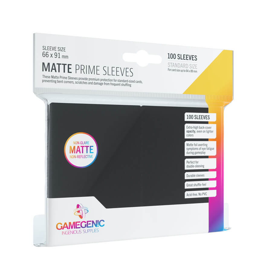 Gamegenic Matte Prime Kartenhüllen (100) Schwarz - Reflexionsfreie Premium Sleeves in Standardgröße